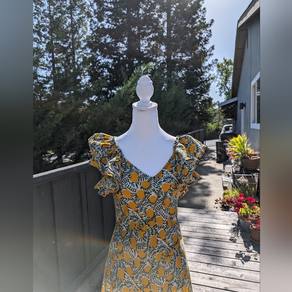 Floral Yellow Ruffle Dress - Picture 6 of 10